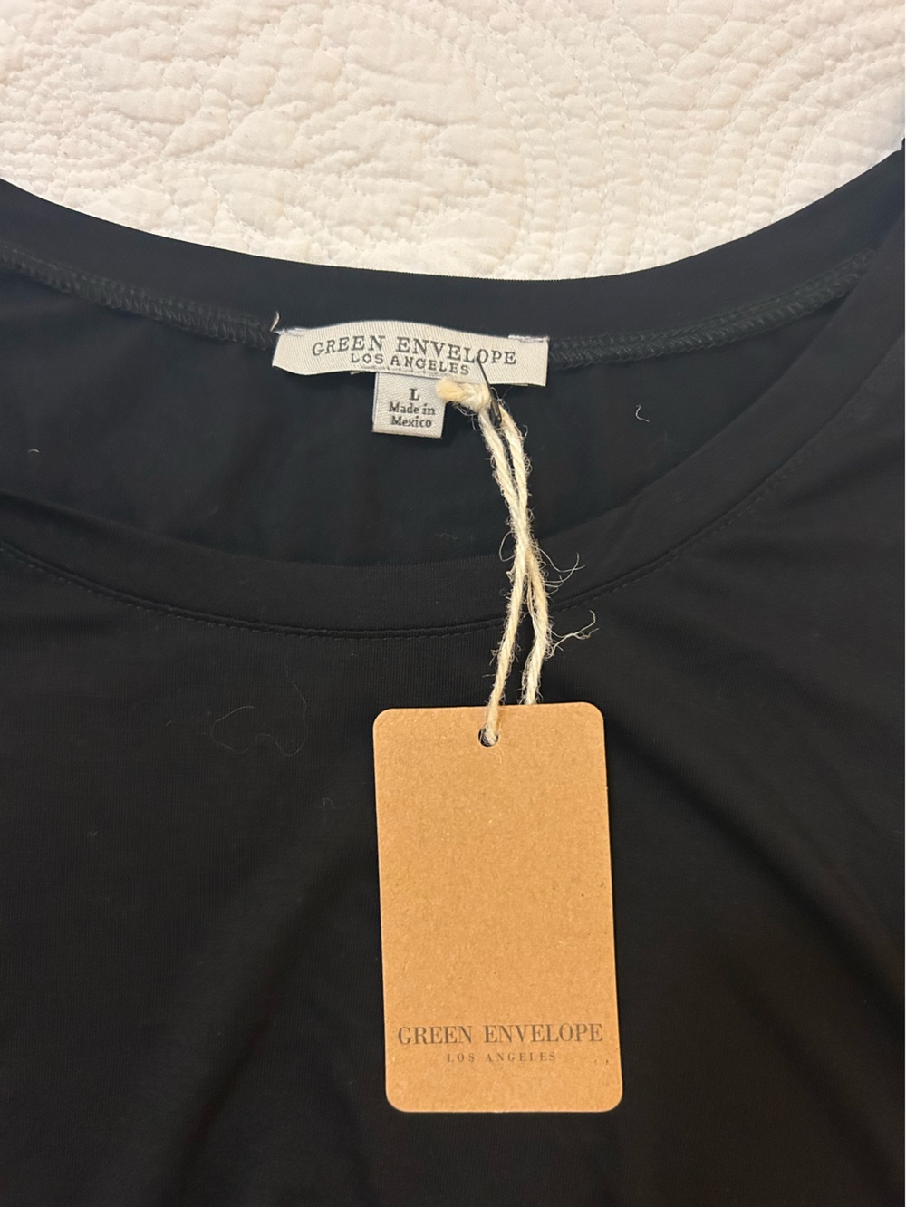 Green Envelope Black Short Sleeve Scoop Neck Tee - Picture 5 of 6